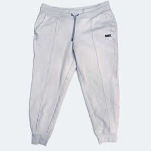 DKNY Light Blue Sweatpants Women's Large Loungewear Comfy Cozy Oversized Pockets